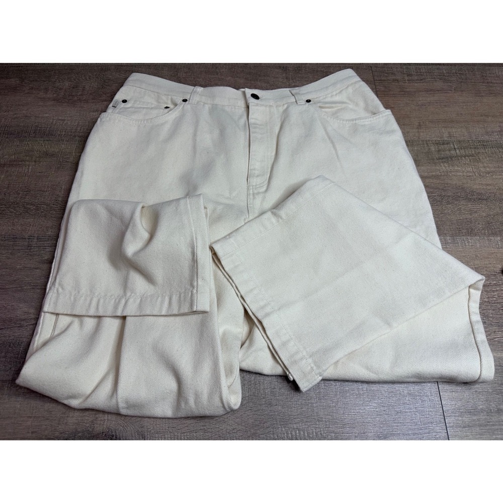 Lauren Ralph Lauren Jeans Co Cream Canvas Straight Leg Pants Womens 16W